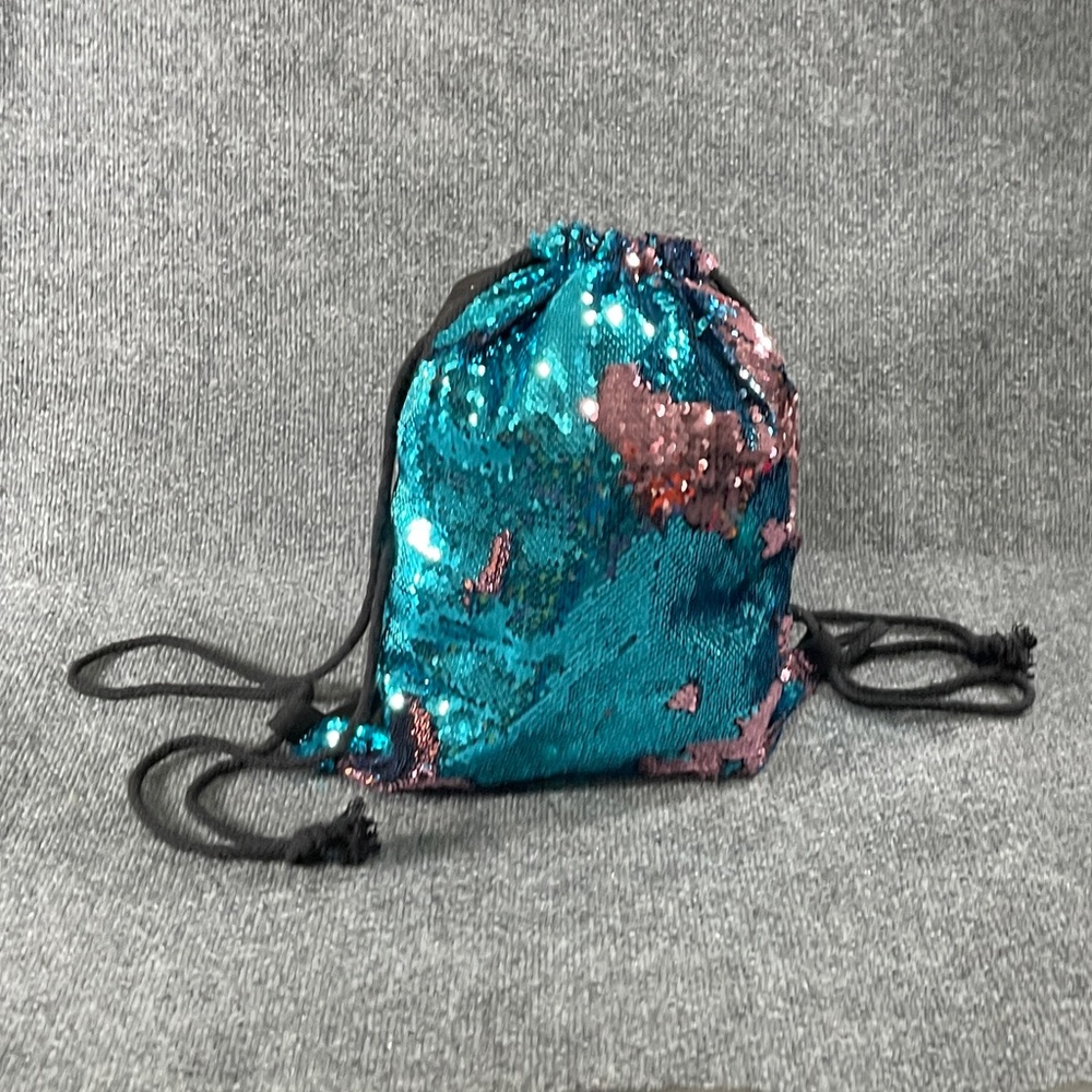 *Magic Sequin Teal & Rose Pink Drawstring Bag